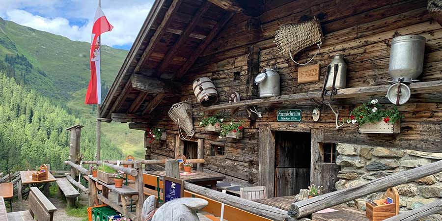 Farmkehralm Hut in the Tyrolean mountains. 